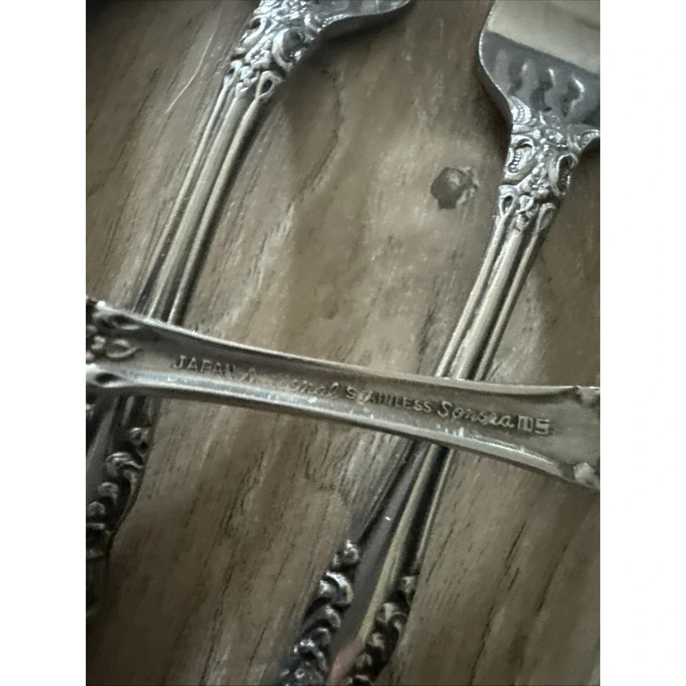 National SONORA Salad‎ Fork Stainless NS Japan Floral Glossy Silverware Lot of 6